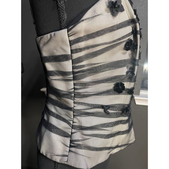 Kay Unger Black Beaded Floral TulleTank top size 10 - Picture 9 of 9